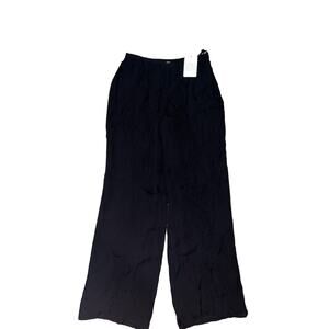 Rena Rowan Petite Women's Black Silk Lined‎ Zip Closure Wide Leg Pants Size 6P